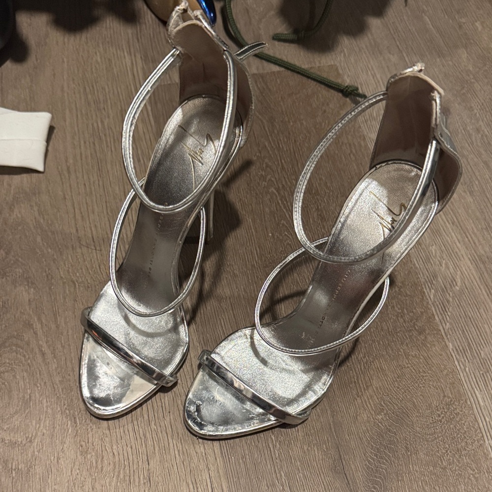 Giuseppe Zanotti Metallic Silver Heels
